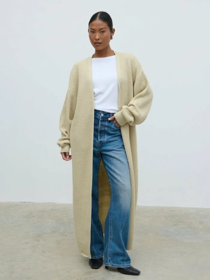 Pretty Lavish Knitwear Women Arden Maxi Cardigan Beige