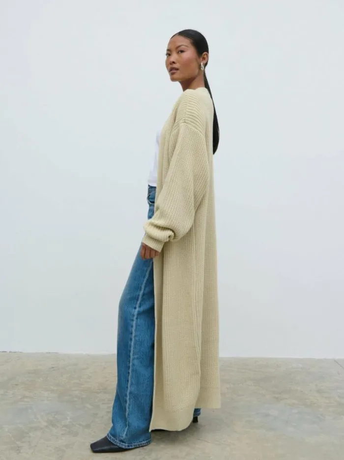 Pretty Lavish Knitwear Women Arden Maxi Cardigan Beige