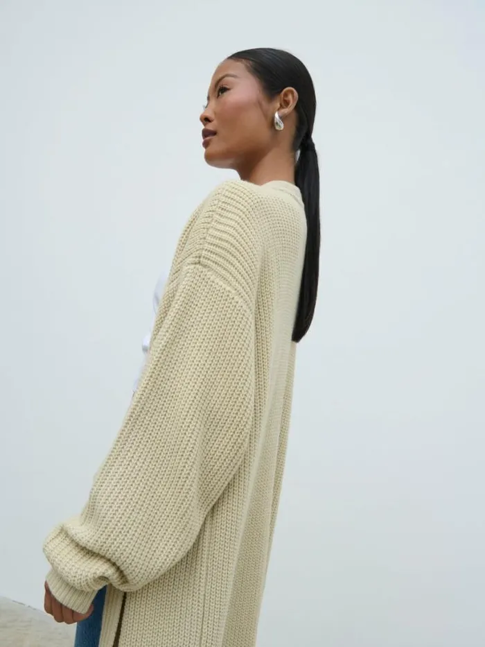 Pretty Lavish Knitwear Women Arden Maxi Cardigan Beige