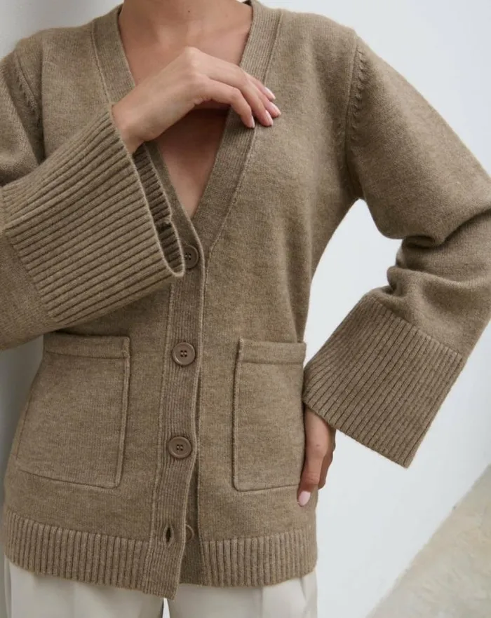Pretty Lavish Knitwear Women Autumn Knit Cardigan Brown