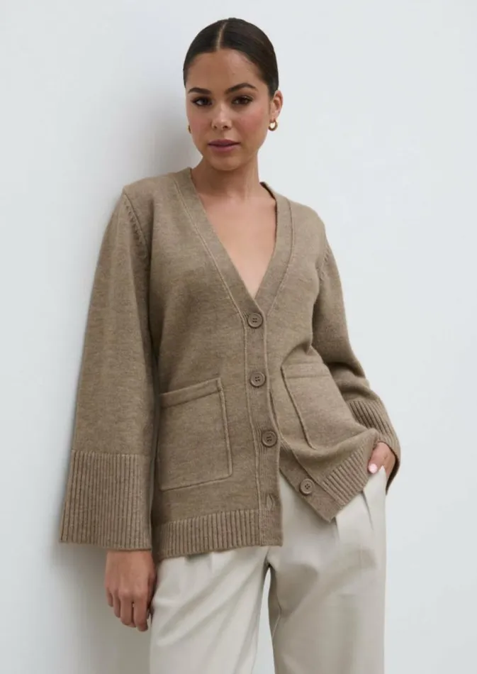 Pretty Lavish Knitwear Women Autumn Knit Cardigan Brown
