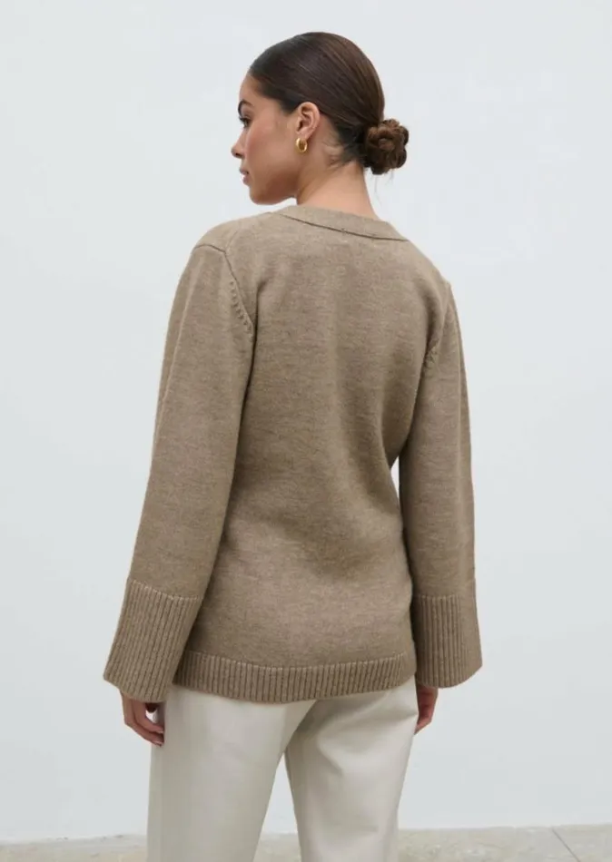 Pretty Lavish Knitwear Women Autumn Knit Cardigan Brown