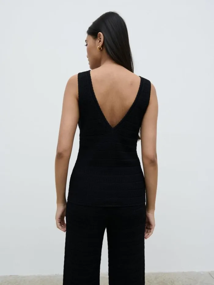 Pretty Lavish Knitwear Women Bridget Crochet Knit Top Black