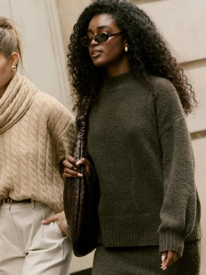 Pretty Lavish Knitwear Women Camille Balloon Sleeve Knit Jumper Brown