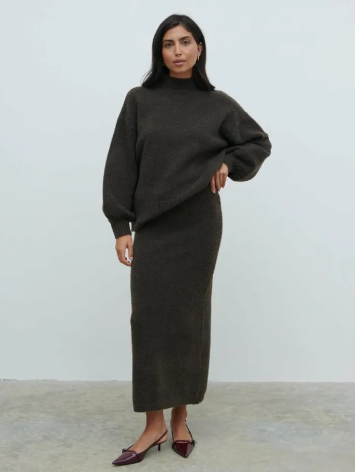Pretty Lavish Knitwear Women Camille Midaxi Knit Skirt Brown