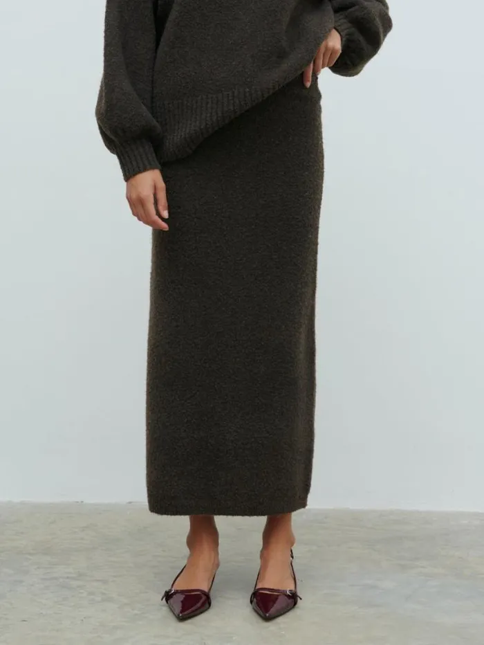 Pretty Lavish Knitwear Women Camille Midaxi Knit Skirt Brown