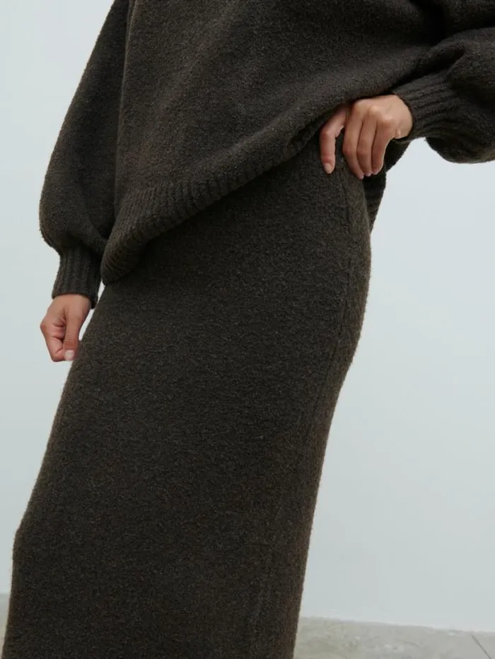 Pretty Lavish Knitwear Women Camille Midaxi Knit Skirt Brown
