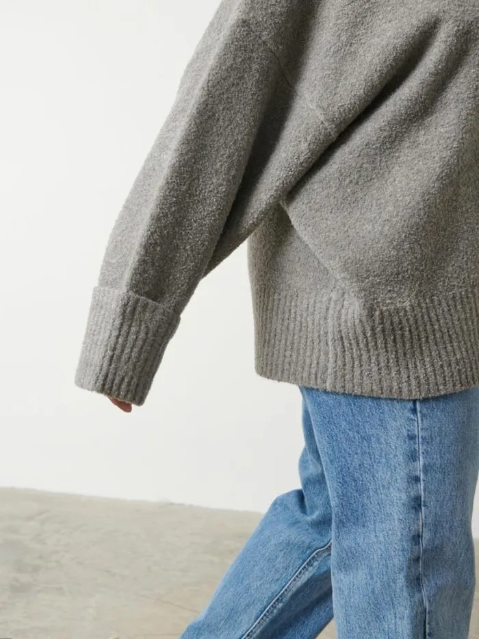 Pretty Lavish Knitwear Women Camille Oversized Borg Jumper Curve Grey