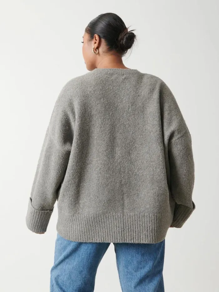 Pretty Lavish Knitwear Women Camille Oversized Borg Jumper Curve Grey