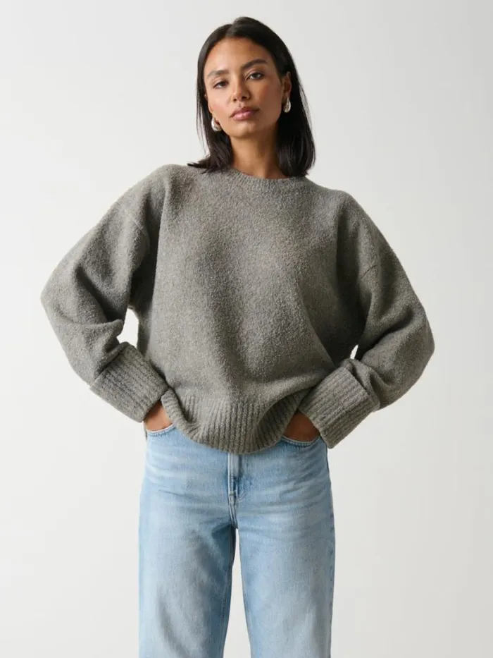 Pretty Lavish Knitwear Women Camille Oversized Borg Jumper Grey