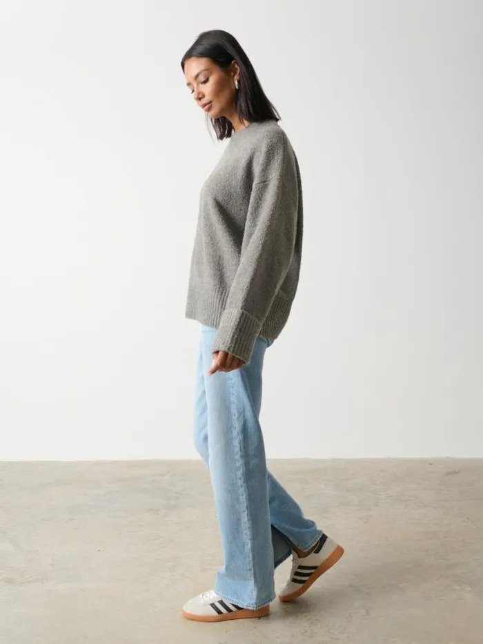Pretty Lavish Knitwear Women Camille Oversized Borg Jumper Grey