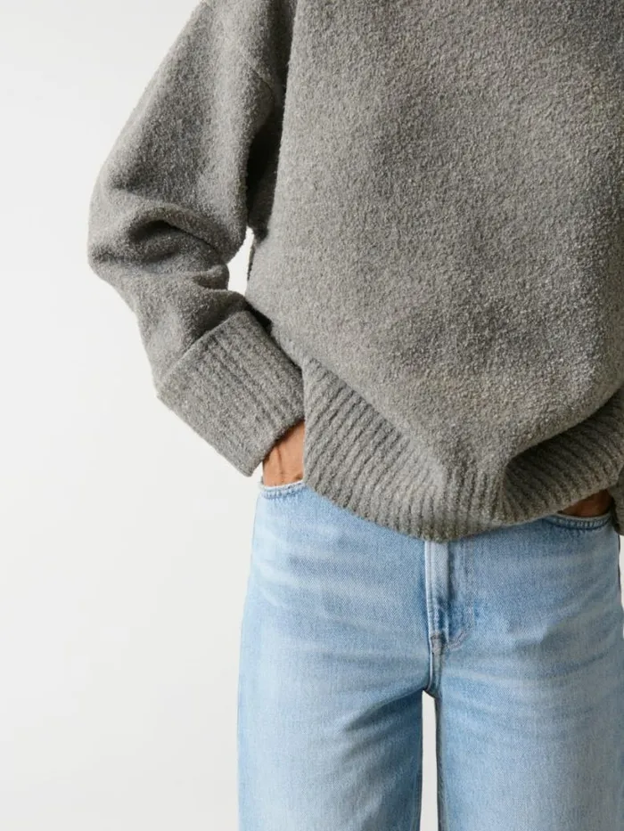 Pretty Lavish Knitwear Women Camille Oversized Borg Jumper Grey
