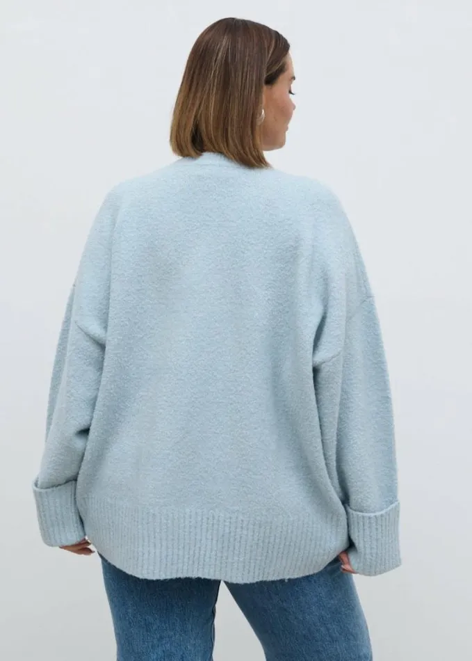 Pretty Lavish Knitwear Women Camille Oversized Borg Knit Jumper Curve Pale Blue