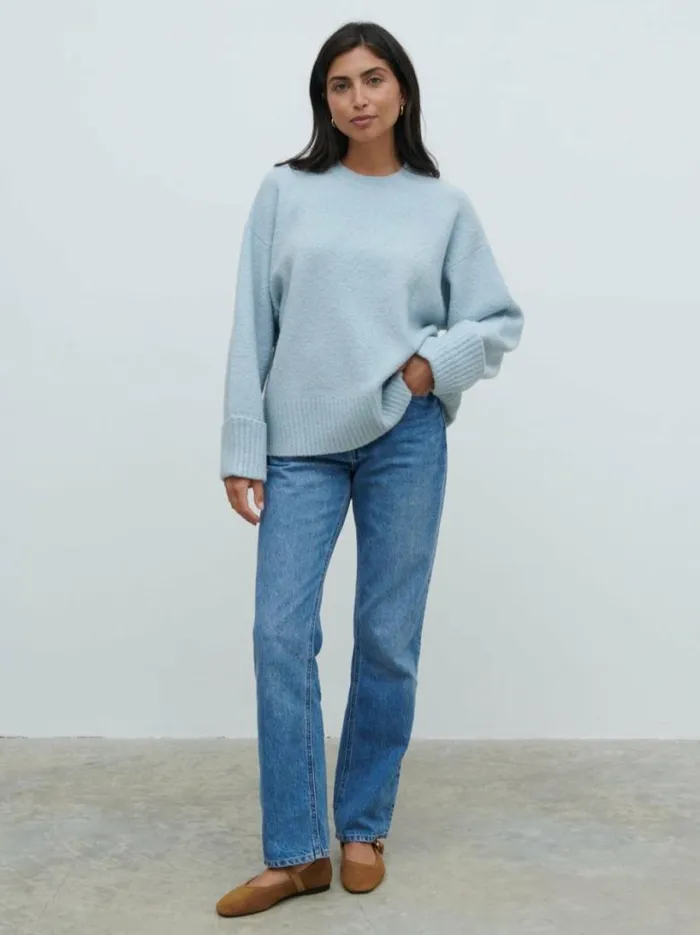 Pretty Lavish Knitwear Women Camille Oversized Borg Knit Jumper Pale Blue