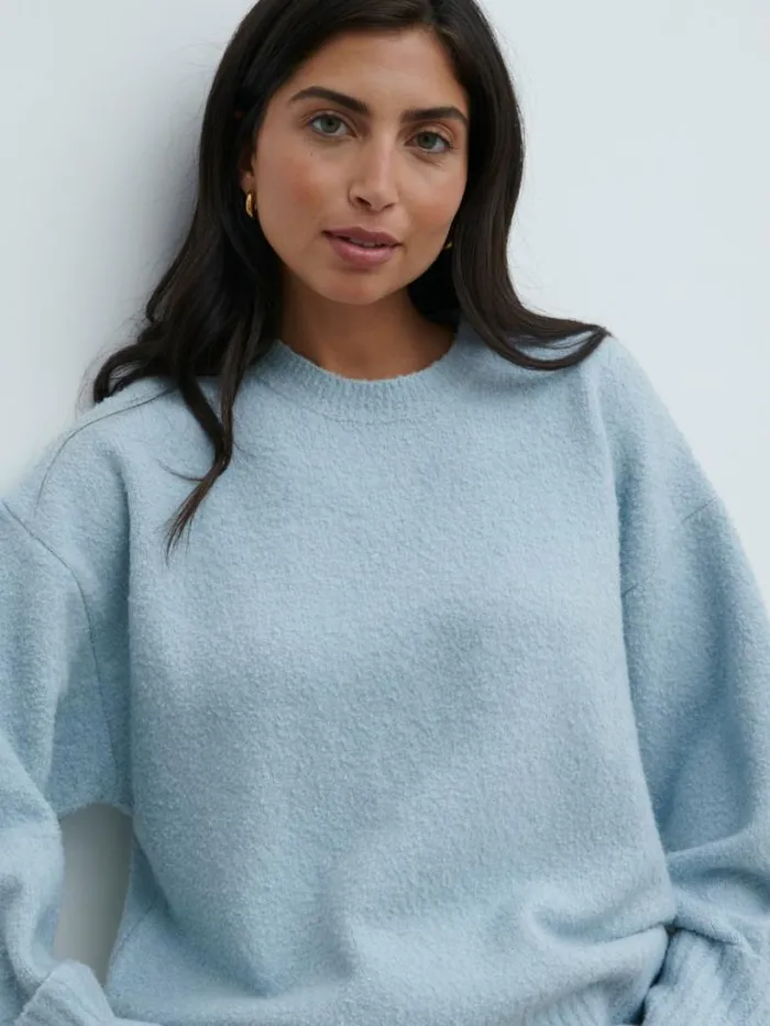 Pretty Lavish Knitwear Women Camille Oversized Borg Knit Jumper Pale Blue