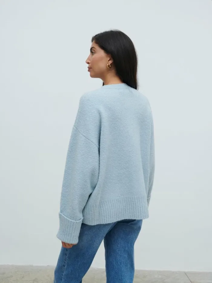 Pretty Lavish Knitwear Women Camille Oversized Borg Knit Jumper Pale Blue