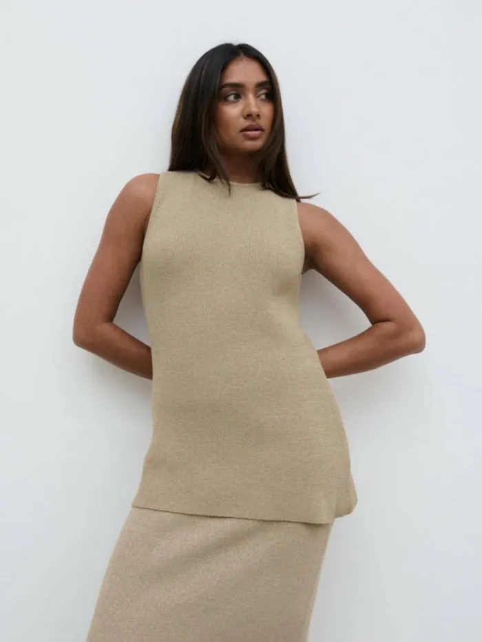 Pretty Lavish Knitwear Women Goldie Knit Top Beige