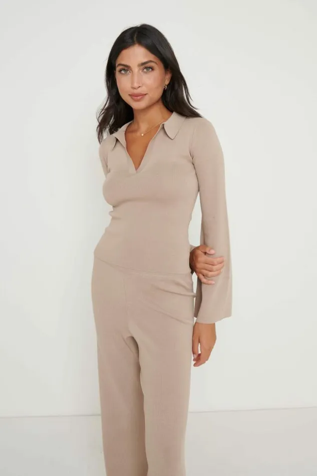 Pretty Lavish Knitwear Women Hayden Knit Top Beige