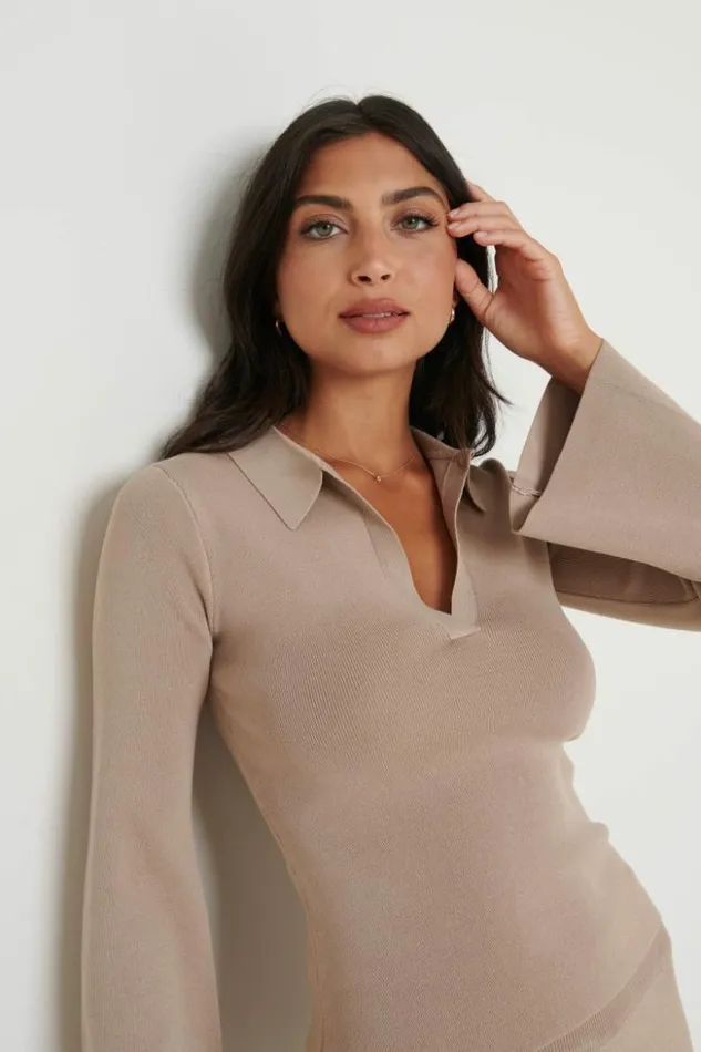 Pretty Lavish Knitwear Women Hayden Knit Top Beige