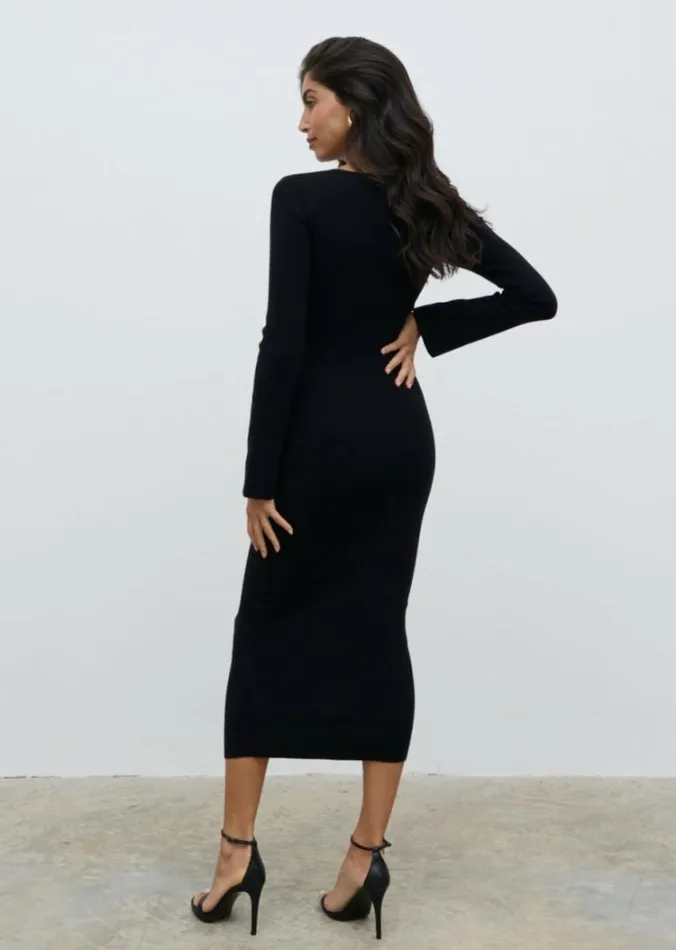 Pretty Lavish Knitwear Women Jacklin Wrap Midaxi Dress Black