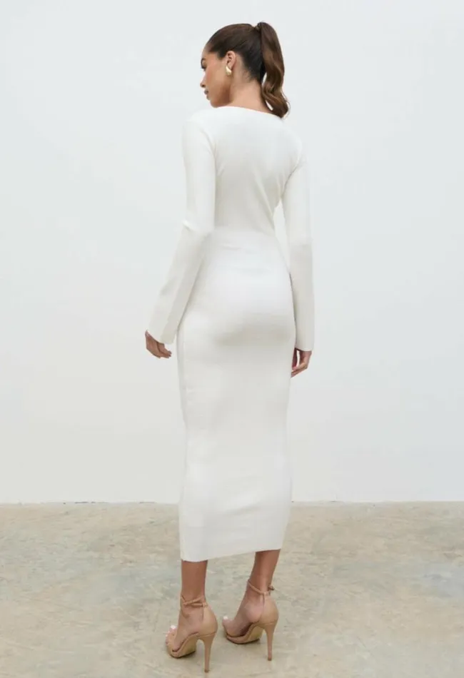 Pretty Lavish Knitwear Women Jacklin Wrap Midaxi Dress Cream