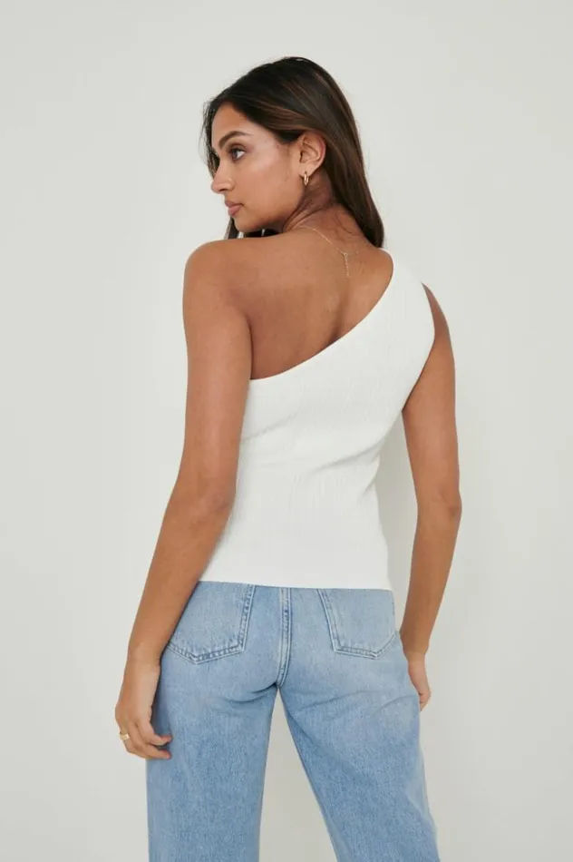 Pretty Lavish Knitwear Women Jamison One Shoulder Knit Top Cream