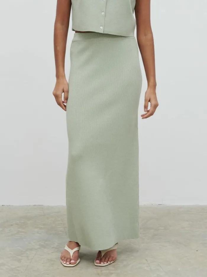 Pretty Lavish Knitwear Women Jasmin Knit Maxi Skirt Green