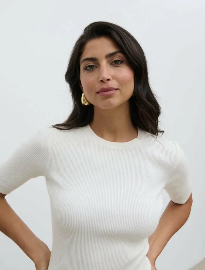 Pretty Lavish Knitwear Women Jayla Knit Top Cream