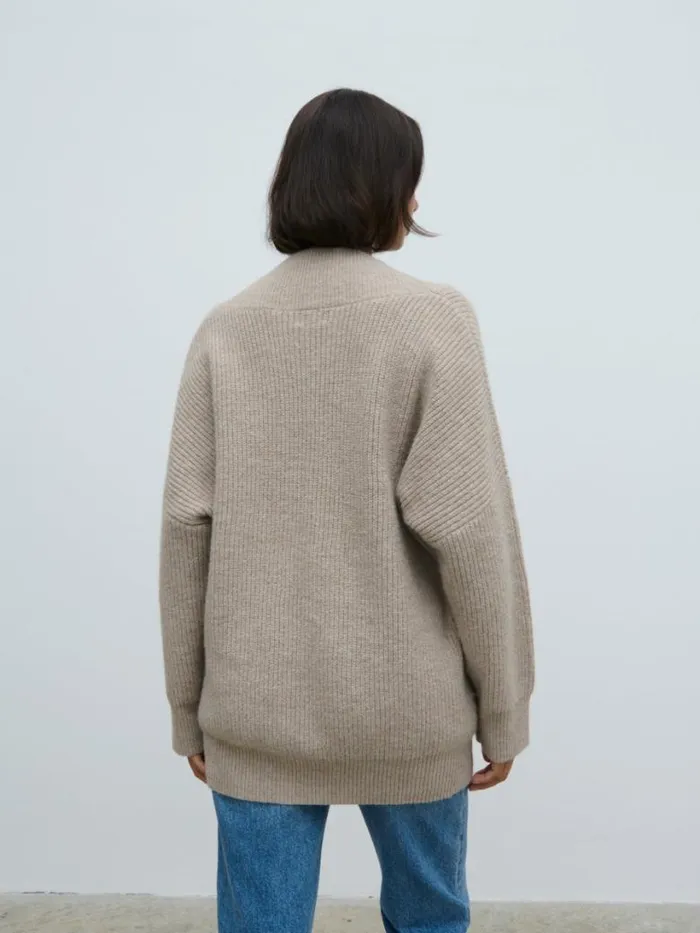 Pretty Lavish Knitwear Women Jovie Oversized Rib Knit Jumper Beige