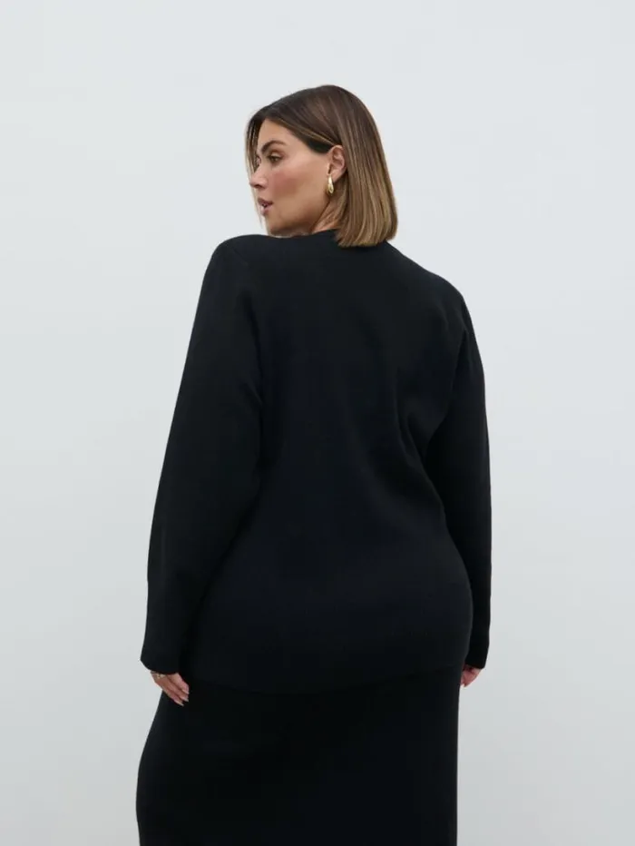 Pretty Lavish Knitwear Women Justine Rib Knit Cardigan Curve Black