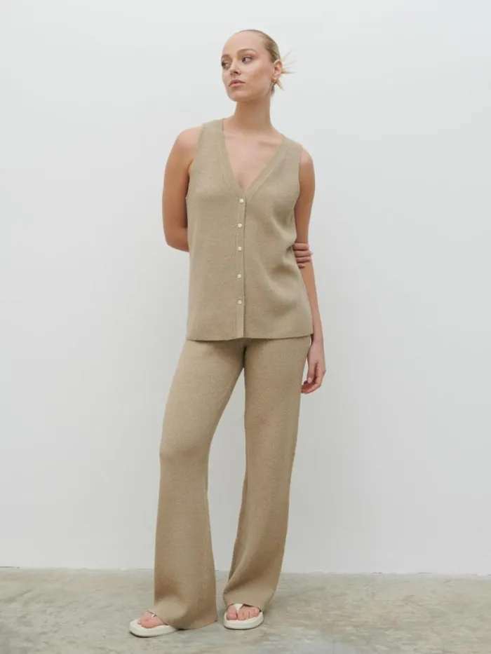 Pretty Lavish Knitwear Women Kourtney Knit Waistcoat Beige
