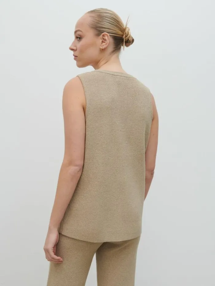Pretty Lavish Knitwear Women Kourtney Knit Waistcoat Beige