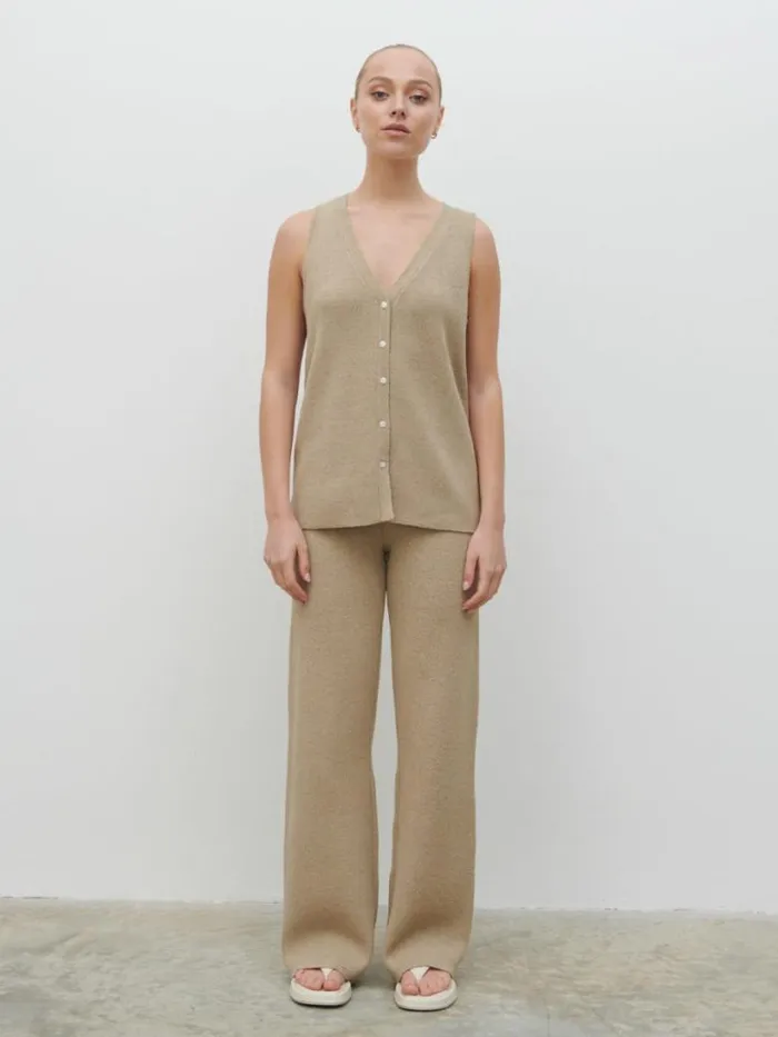 Pretty Lavish Knitwear Women Kourtney Knit Waistcoat Beige
