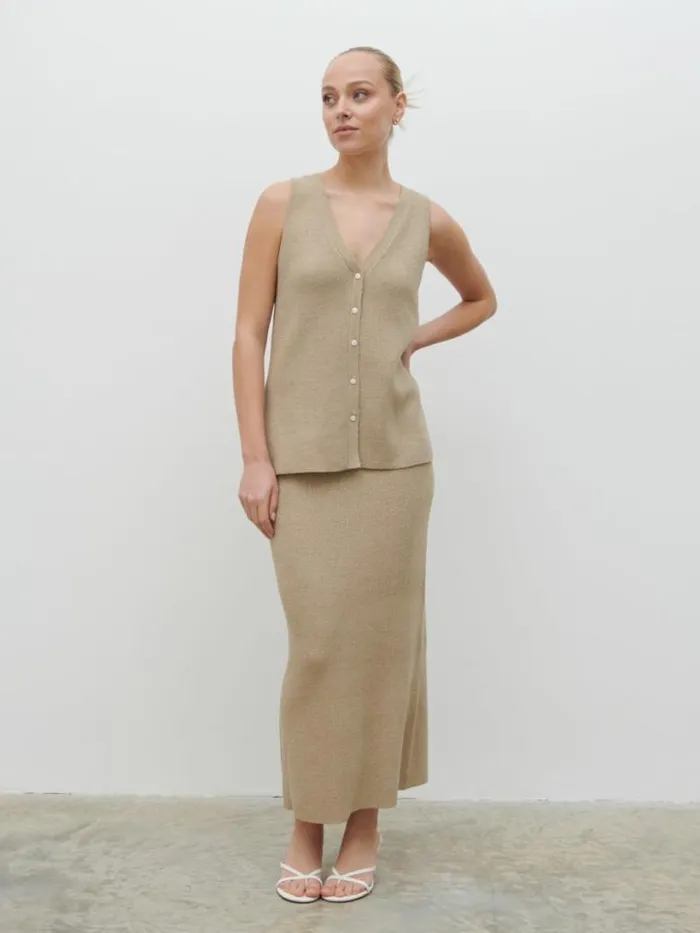 Pretty Lavish Knitwear Women Kourtney Knit Waistcoat Beige