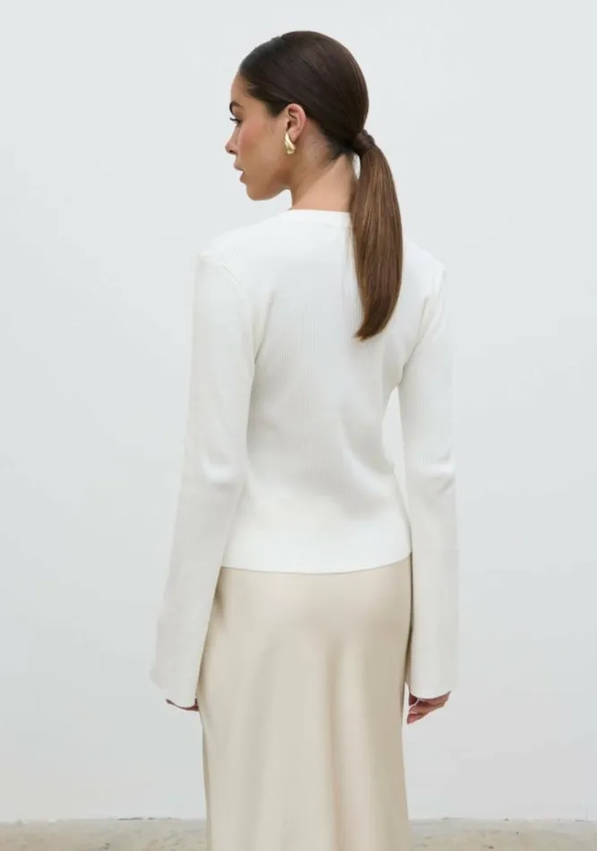 Pretty Lavish Knitwear Women Lacey Button Down Top Cream
