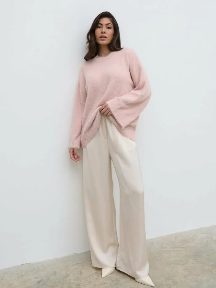 Pretty Lavish Knitwear Women Lula Fluffy Knit Jumper Pink