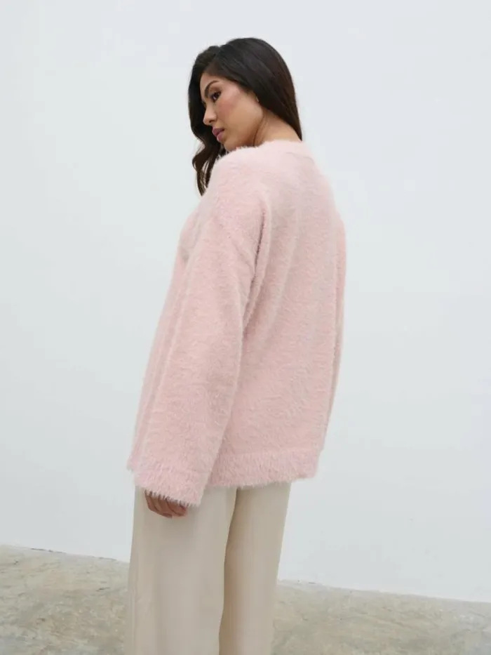 Pretty Lavish Knitwear Women Lula Fluffy Knit Jumper Pink