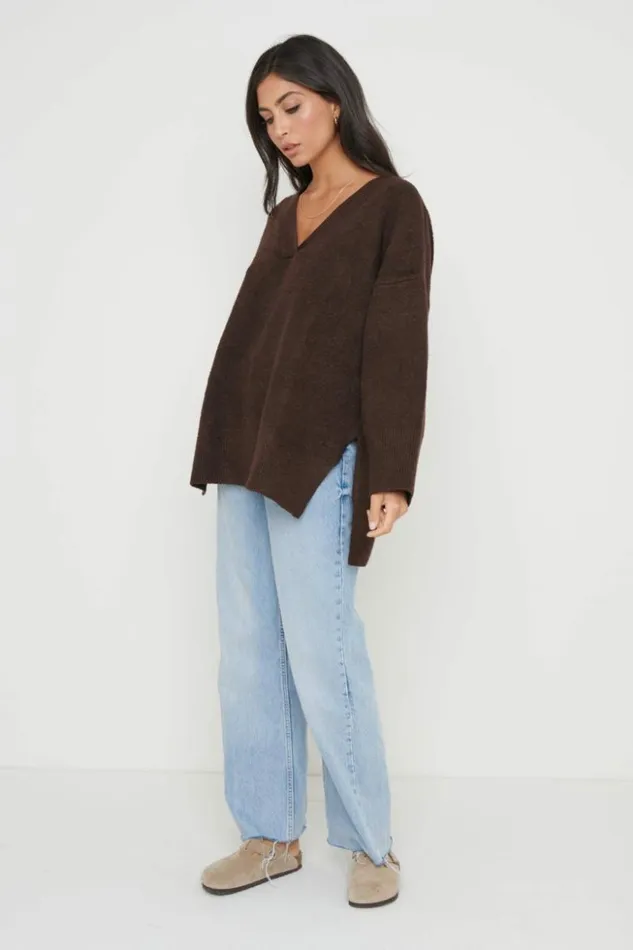 Pretty Lavish Knitwear Women Myla Oversized Jumper Brown