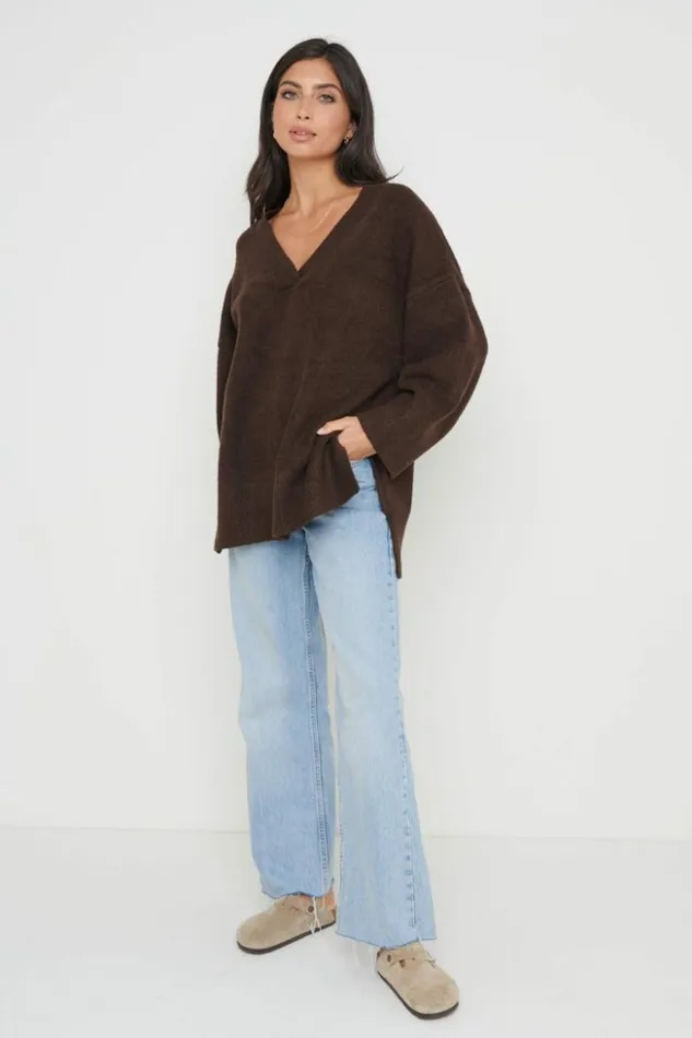Pretty Lavish Knitwear Women Myla Oversized Jumper Brown