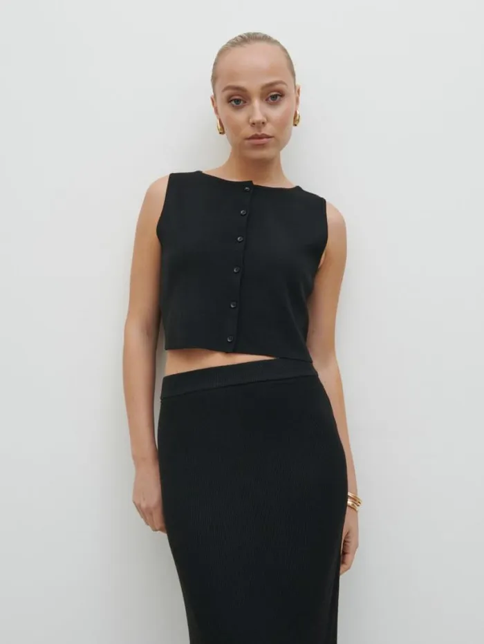 Pretty Lavish Knitwear Women Reese Knit Waistcoat Black