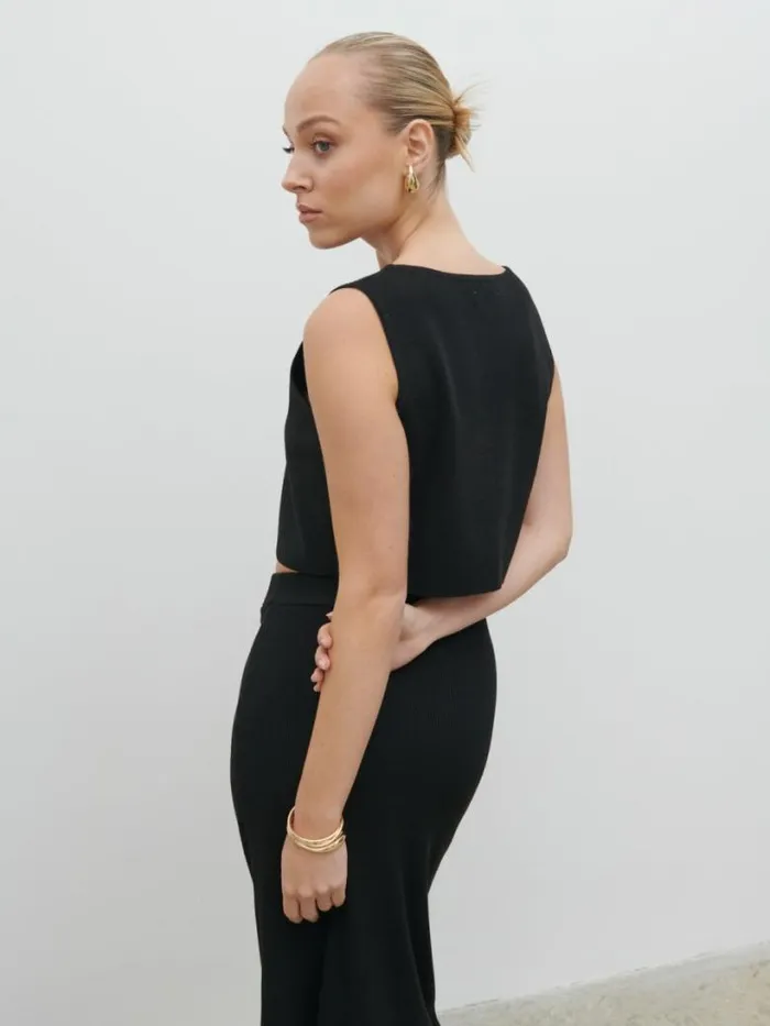 Pretty Lavish Knitwear Women Reese Knit Waistcoat Black