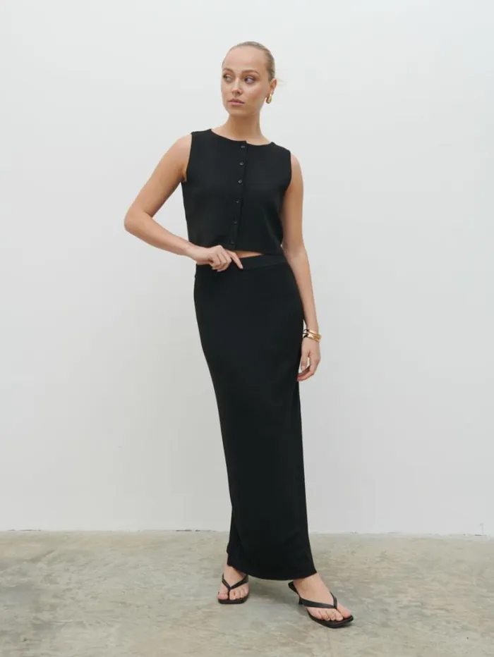 Pretty Lavish Knitwear Women Reese Knit Waistcoat Black
