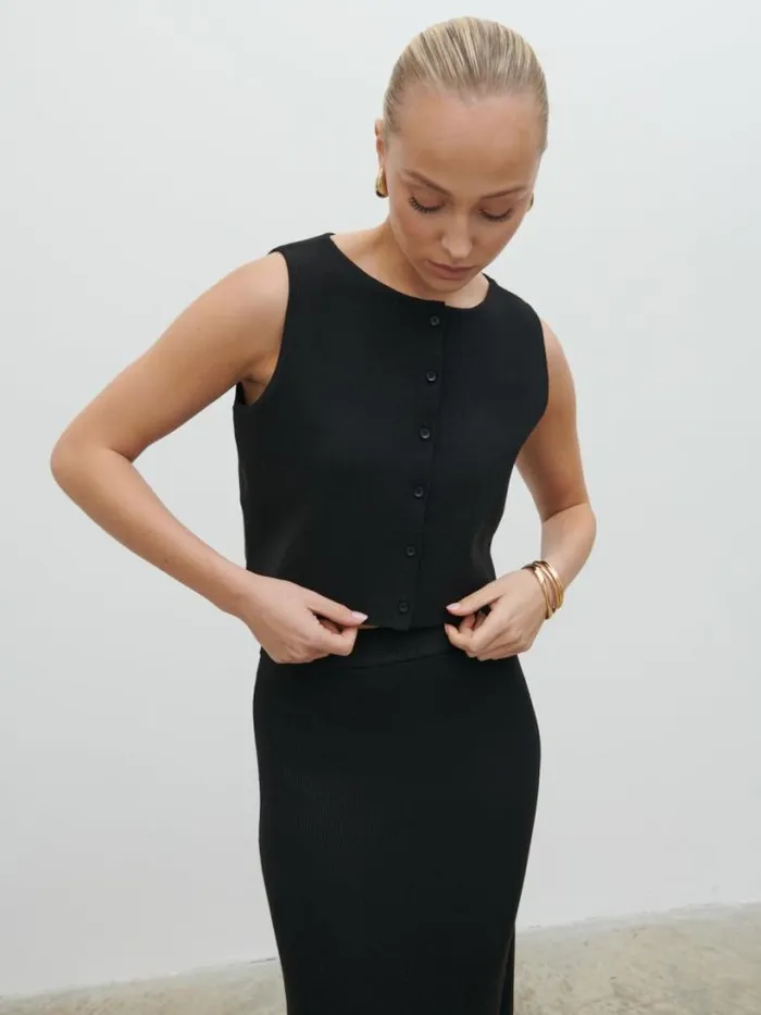Pretty Lavish Knitwear Women Reese Knit Waistcoat Black