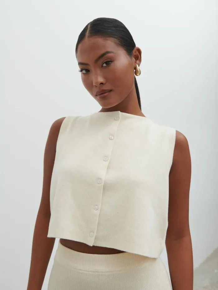 Pretty Lavish Knitwear Women Reese Knit Waistcoat Cream