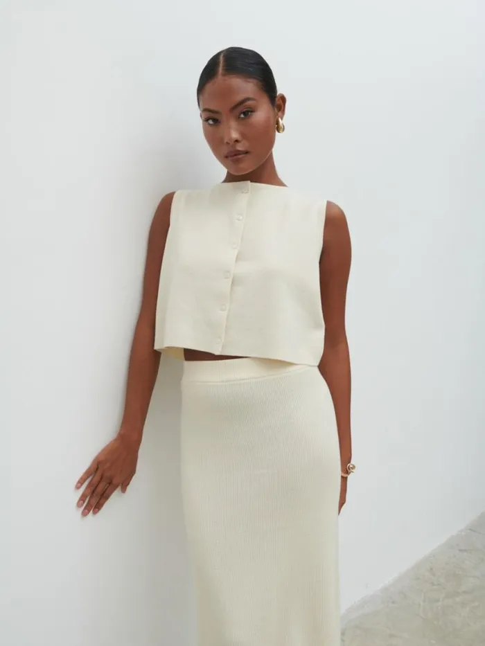 Pretty Lavish Knitwear Women Reese Knit Waistcoat Cream