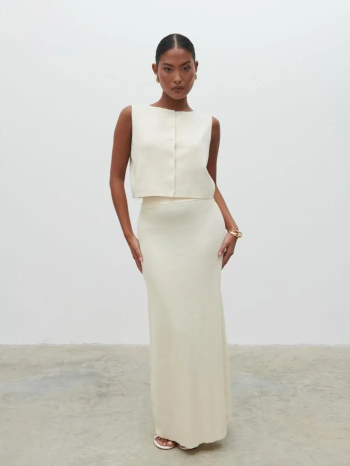 Pretty Lavish Knitwear Women Reese Knit Waistcoat Cream