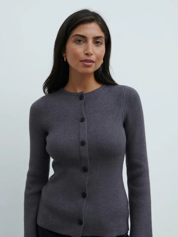 Pretty Lavish Knitwear Women Shyla Fitted Knit Cardigan Grey