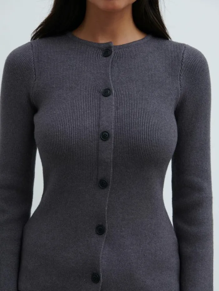 Pretty Lavish Knitwear Women Shyla Fitted Knit Cardigan Grey