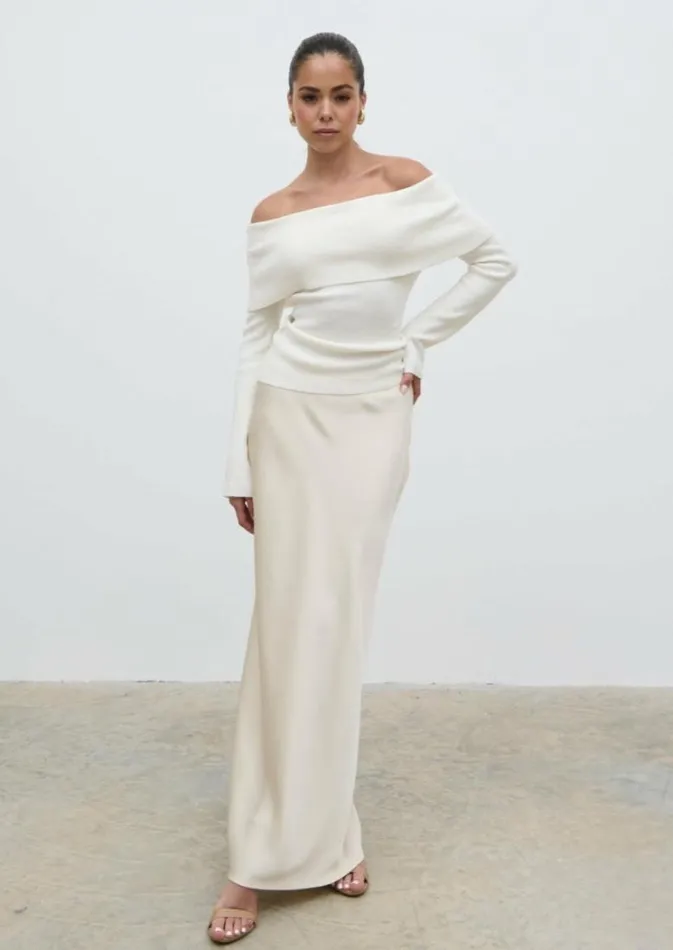 Pretty Lavish Knitwear Women Soreya Bardot Knit Top Cream