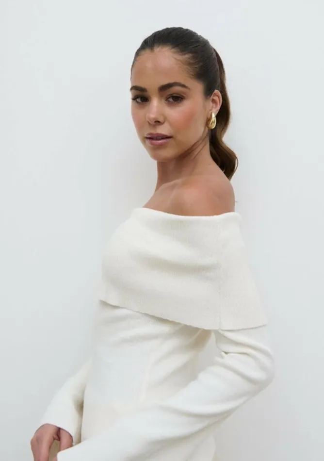 Pretty Lavish Knitwear Women Soreya Bardot Knit Top Cream